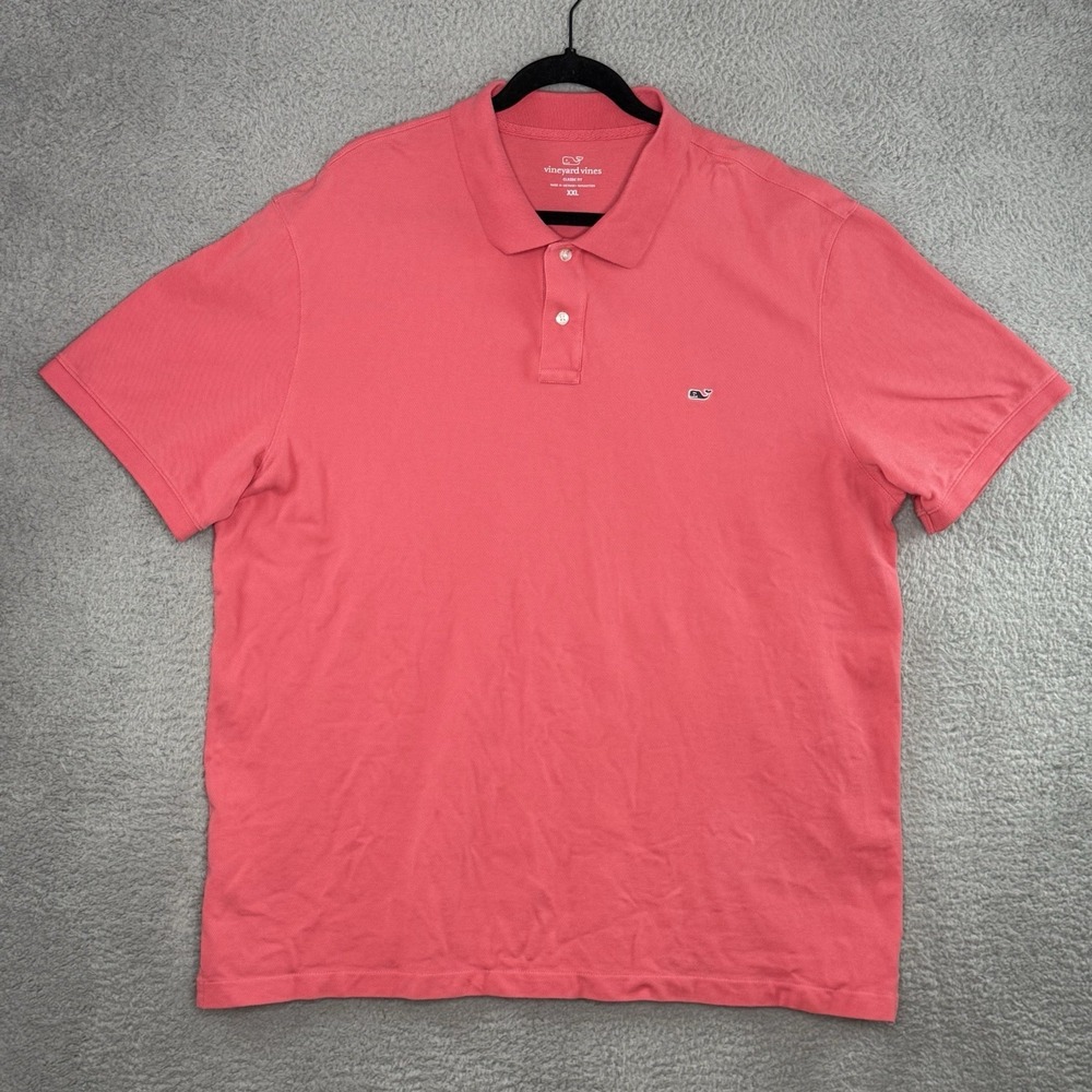 Vineyard Vines Polo Shirt Men XXL Classic Fit Short Sleeve Pink Rugby Whale Logo